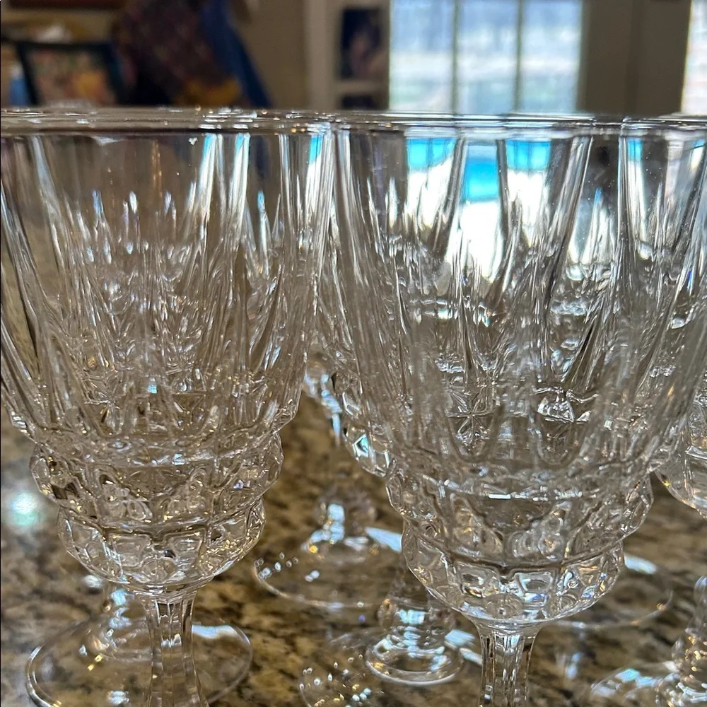 vintage Cristal d'Arques "Pompadour" pattern lead crystal wine glasses set of 11 - Picture 12 of 13